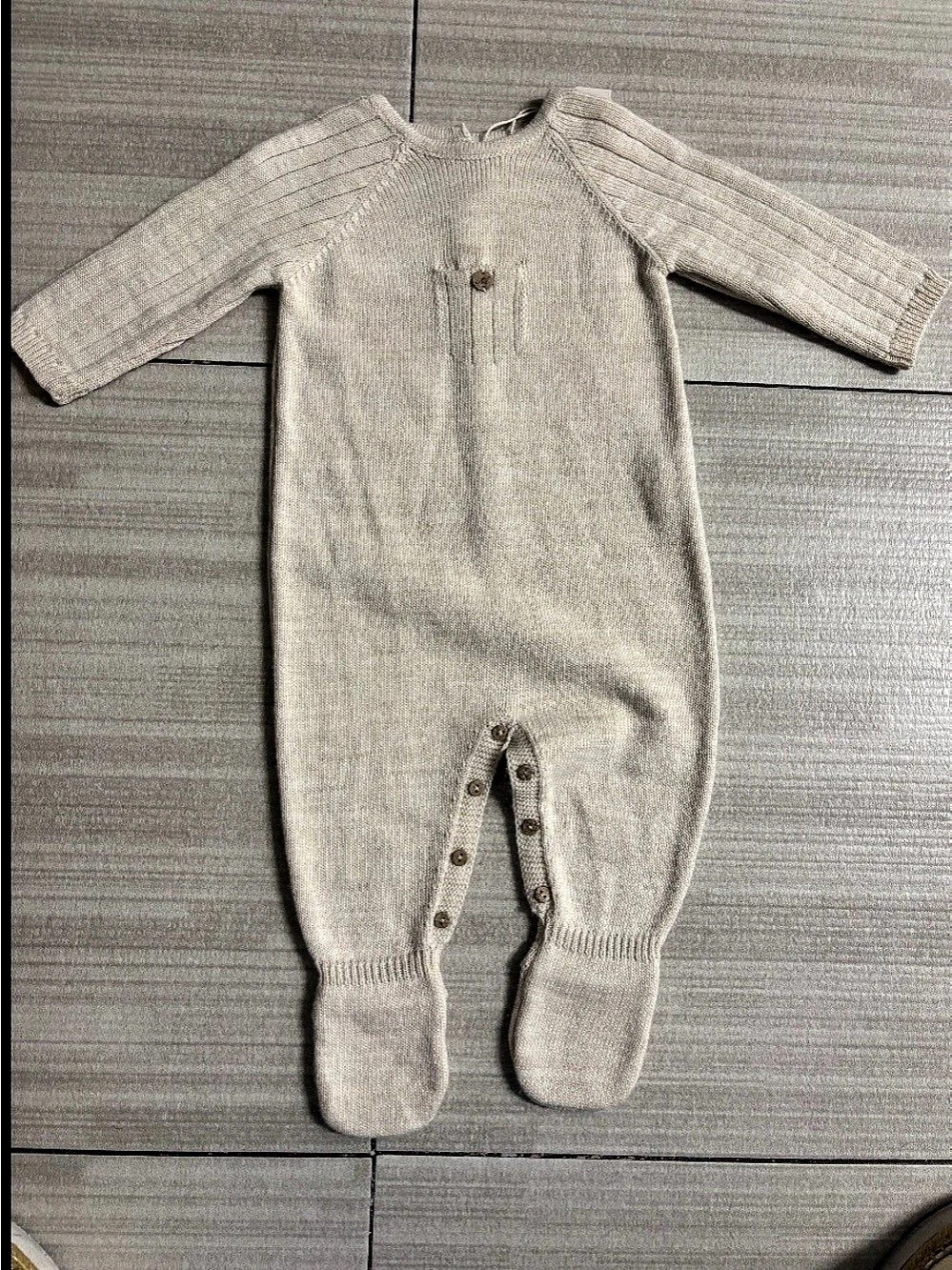 Gray Knit Footie